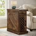 thumbnail image 3 of CRXX End Table, Narrow Side Table with Drawer and Cabinet, Farmhouse Nightstand End Table for Small Space, Living Room, Bedroom, Rustic Brown, 3 of 7