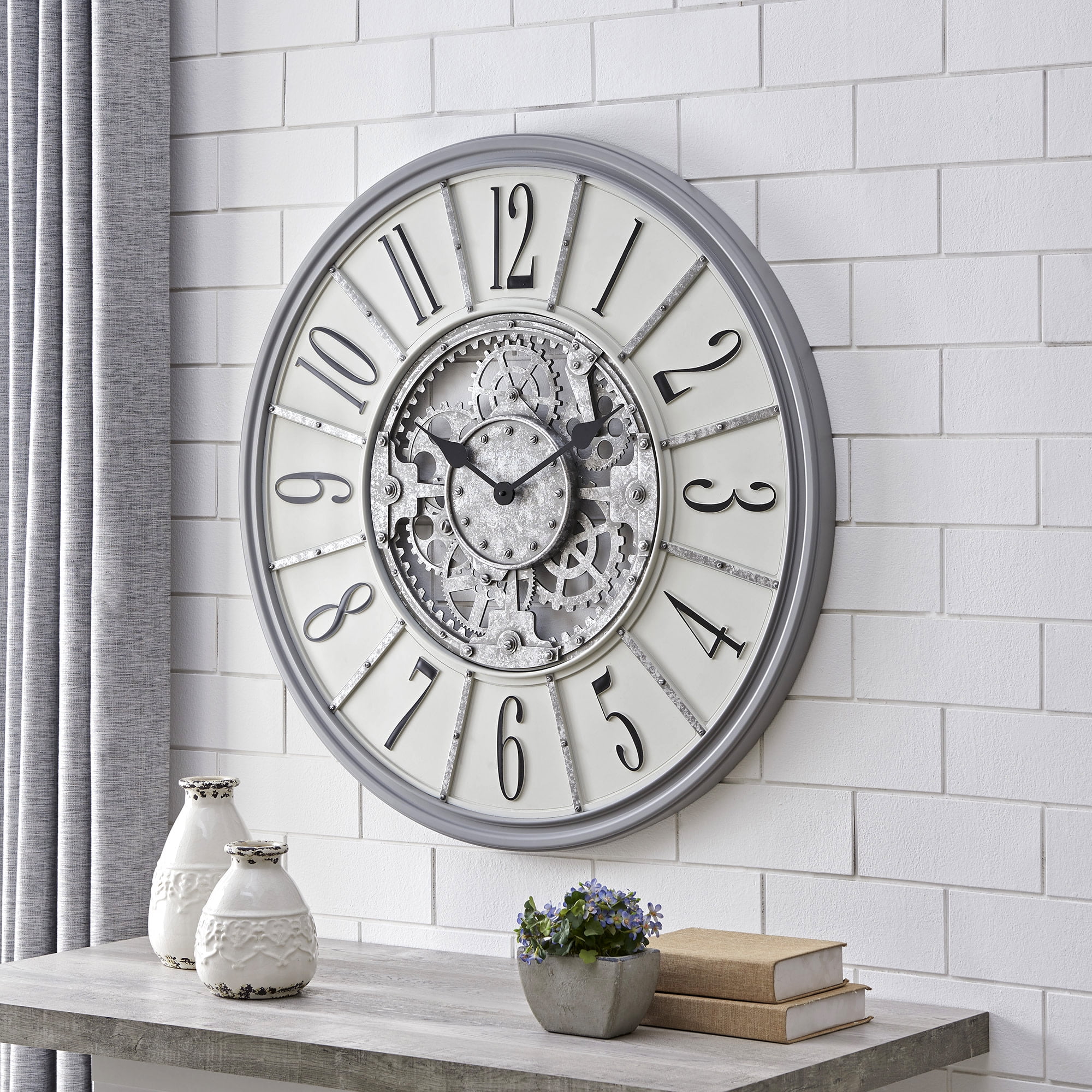 FirsTime & Co. Gray Montevello Galvanized Gears Wall Clock, Farmhouse