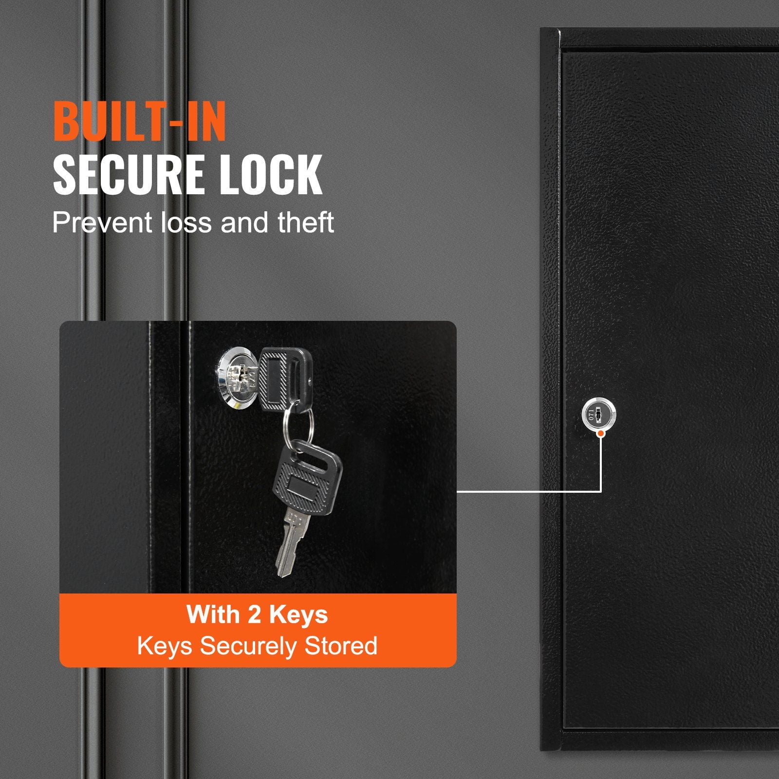 HCY 100-Key Cabinet, Key Lock Box with Adjustable Racks, Security Key Storage Box Steel, Key Organizer with 100 Colorful Key Tags and 2 Record Cards for School, Office, Hotel