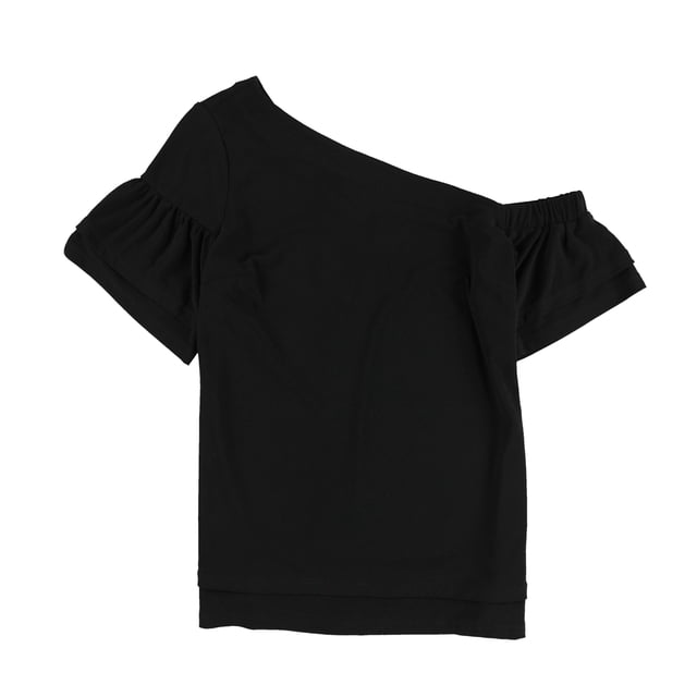 bar III Blusa de un hombro con gradas para mujer, negro, extra pequeña