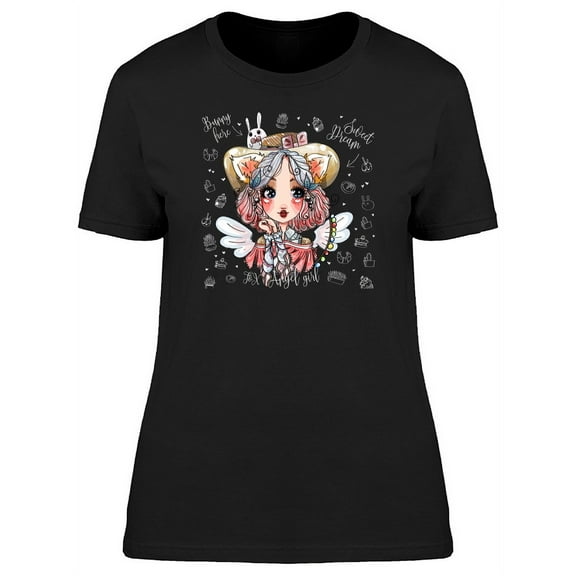 Kawaii Girl With Lovely Bunny T-Shirt Women -Image by Shutterstock, Female x-Large
