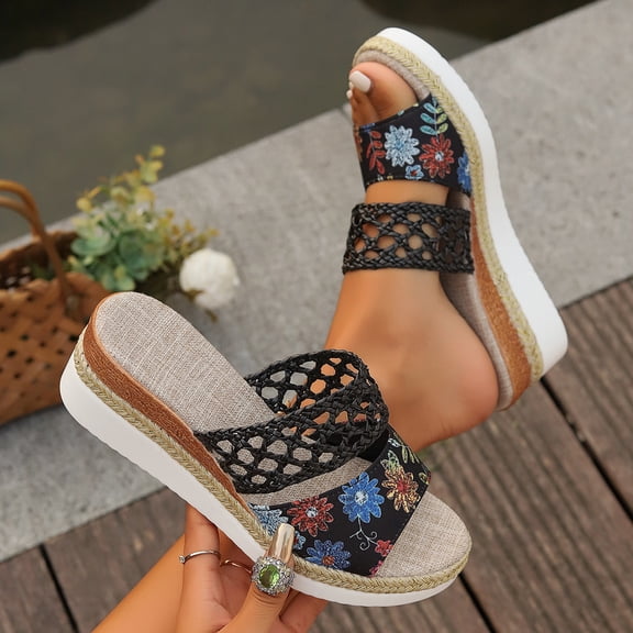 ATENAR Women Sandals Outdoor Comfortable Sandals for Women Slide Shoes Women Black 6