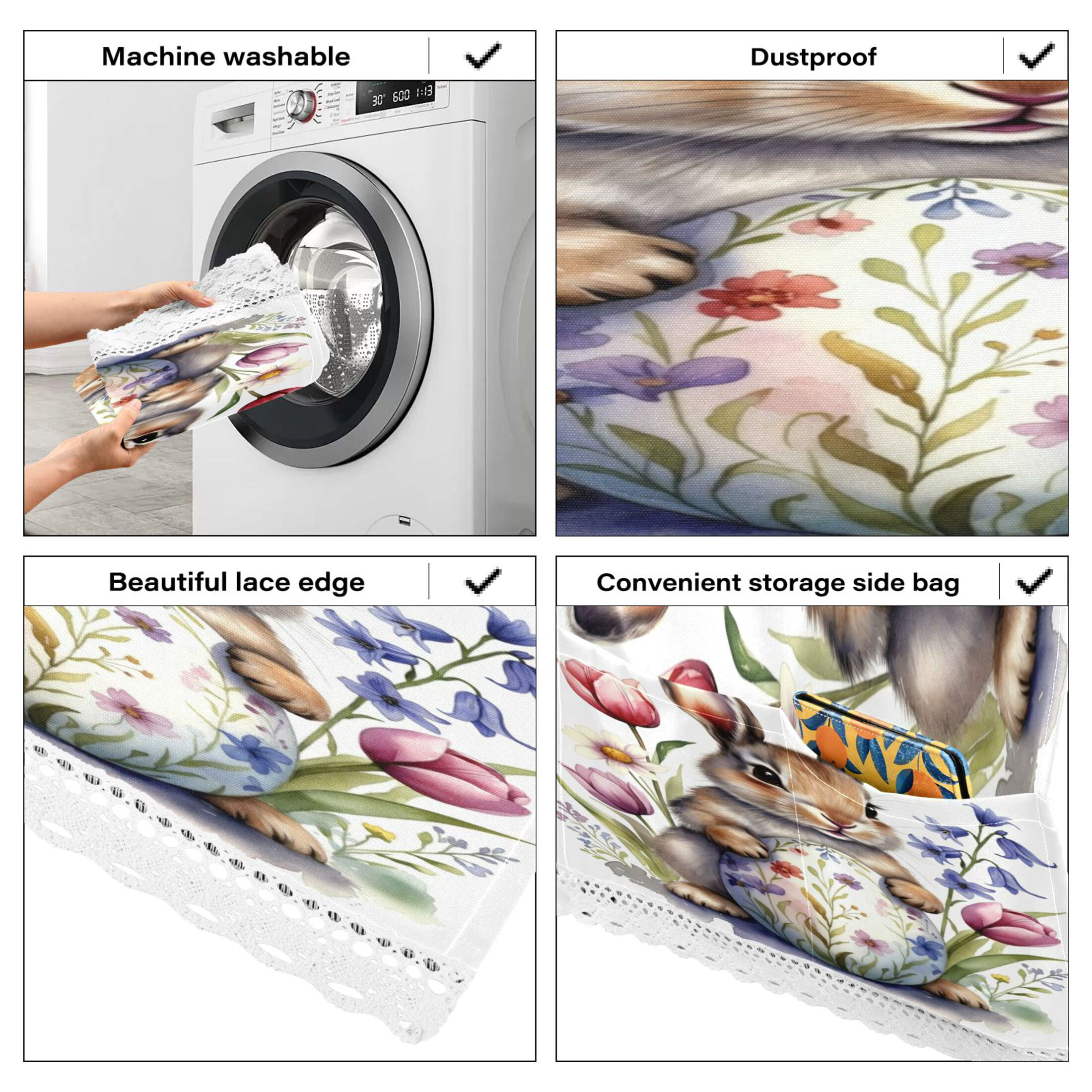Wobogo Watercolor Brown Rabbit Washing Machine Cover Dustproof Washer Dryer Cover Waterproof Laundry Room Decorative Protector