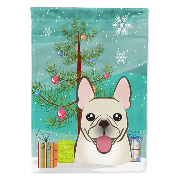 Caroline's Treasures BB1610CHF Christmas Tree and French Bulldog Flag Canvas House Size , Large, multicolor