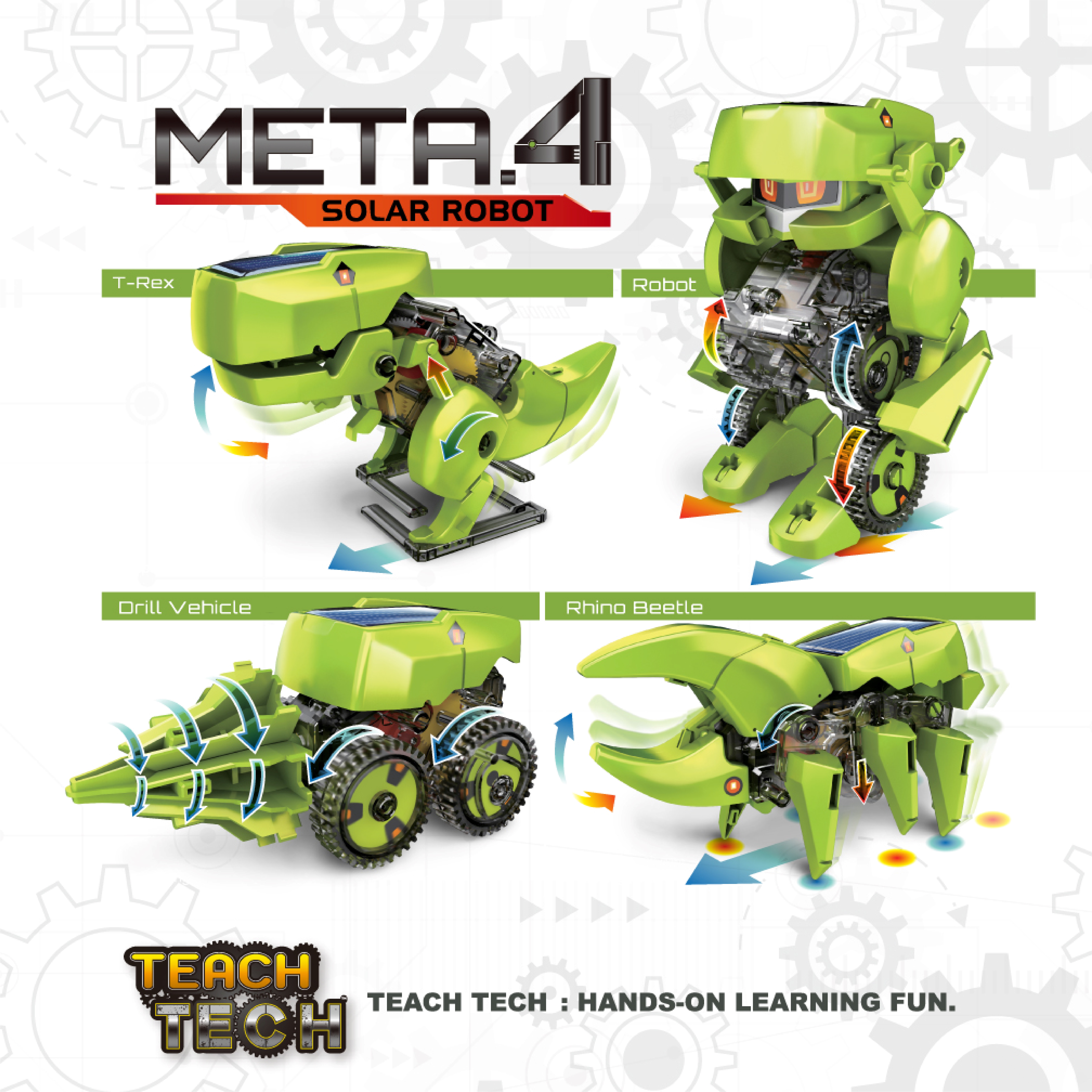 Teach Tech™ Meta.4 Solar Robot | 4-in-1 Robot Kit | STEM Educational Toy for Kids 8+ - image 3 of 9