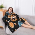 thumbnail image 5 of Oversized Wearable Blanket Hoodie,Halloween Pumpkins Skulls Bats and Eyeballs Sherpa Blanket Hoodie with Super Pockets,Super Warm Fuzzy Pullover for Women & Men, 5 of 6