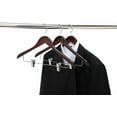 thumbnail image 6 of Quality Wooden Skirt Hangers with Clips 80-Pack Mahogany Pants Hangers with Adjustable Chrome Metal Clips, Swivel Hook, Coat, Jacket, Blouse Suit Hangers (Mahogany, 80), 6 of 9