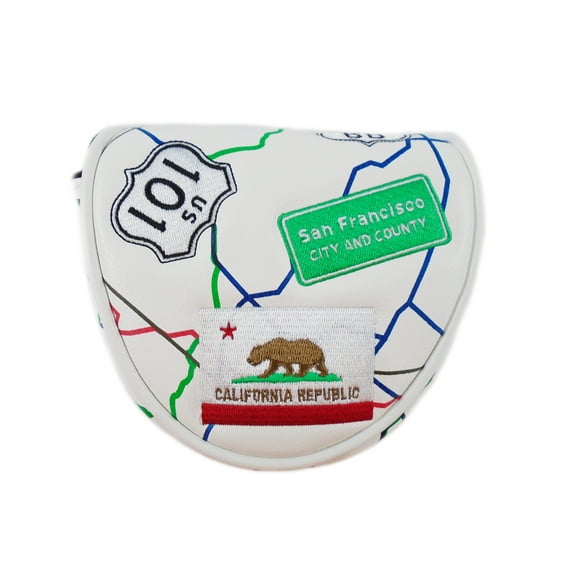 NEW PRG California "Road Map" White Magnetic Golf Mallet Putter Headcover