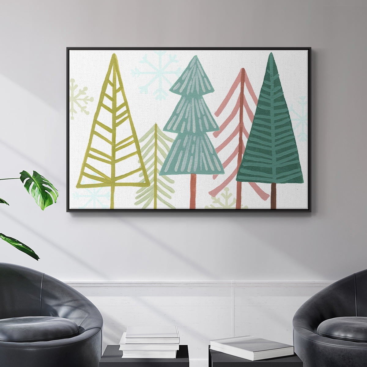 Modern Holiday Collection A - Framed Gallery Wrapped Holiday Canvas - 27 x 41 - Black Frame