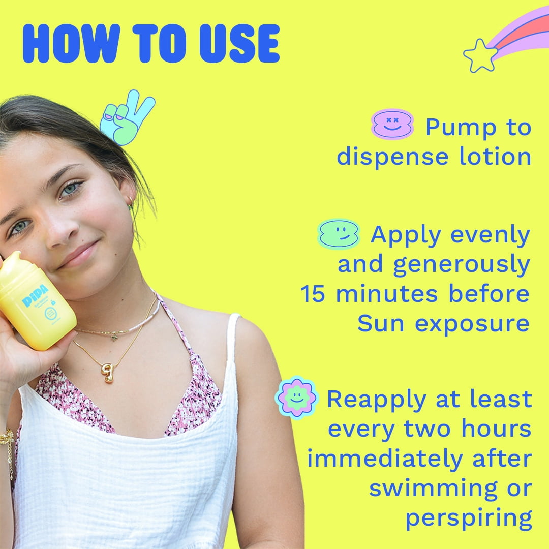 Pipa Sun-Sational 100% Mineral Daily Sunscreen SPF 30, 50 ml | Liquid Everyday Face Lotion with Zinc Oxide | Unscented & Gentle for Sensitive Skin | Kids & Tweens Skin Care