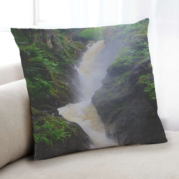 Ahgly Company Earth Waterfall Indoor Throw Pillow, 18 inch by 18 inch