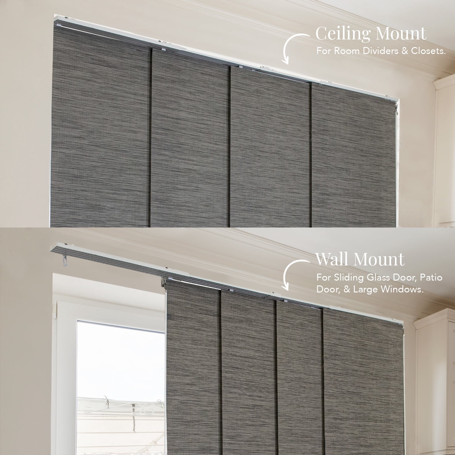 CHICOLOGY QUAD RAIL SLIDING PANEL Ice Gray (Light Filtering) W:46-86 x H:Up-to 96 inches