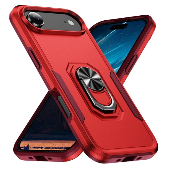 Lunvic for iPhone Air Case, 360° Ring Holder Kickstand, Magnetic Car Mount Compatible, Dual Layer Protection, Red Rose