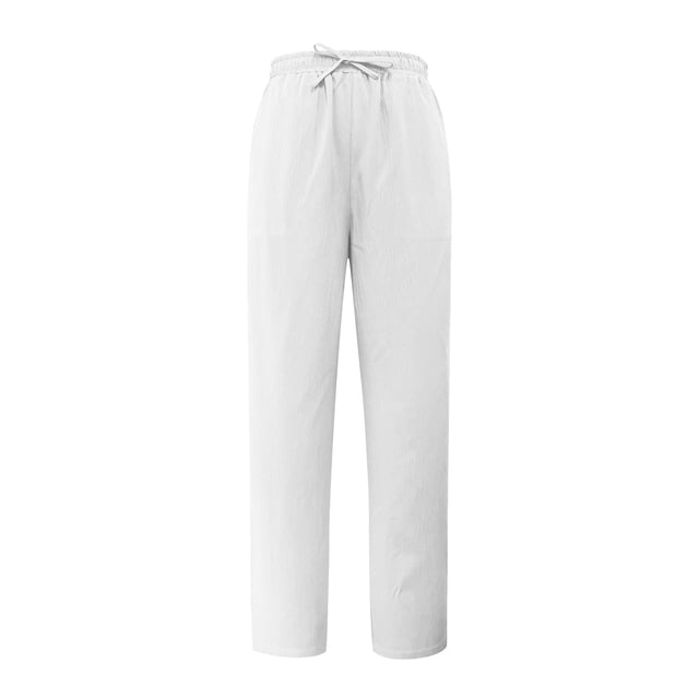 Pantalones cortos de lino de cintura alta y pierna ancha para mujer: pantalones boho palazzo informales para la playa, poliéster, cintura elástica, tallas S-XXXXXL.