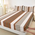 thumbnail image 3 of Homewish Geometric Stripes Twin Sheet Sets,Modern Abstract Geometric Twin Fitted Sheet,Beige Brown Flat Sheet For Men Women,Super Cozy Room Decor,3-Piece, 3 of 7