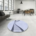 thumbnail image 4 of Ahgly Company Machine Washable Indoor Round Transitional Lavender Blue Area Rugs, 3' Round, 4 of 7