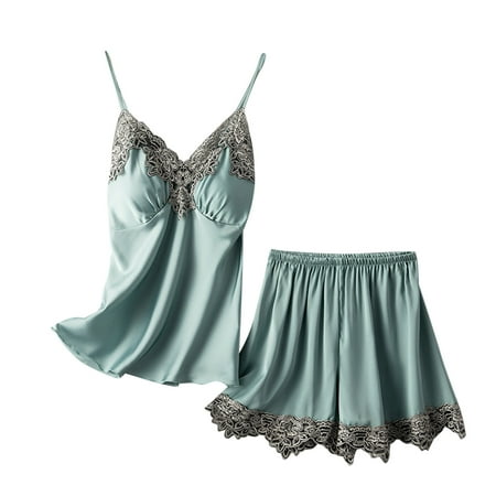 

Women Sexy Sling Shorts Lace Trim Two Piece Home Service Homewear Pajamas Set Hot6sl4876587