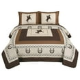 3 Piece King Size Quilt Bedspread Set with 2 Pillow Shams,Western