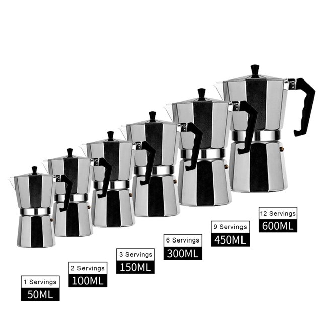 Cafetera Moka de 300ml, máquina de café italiana Espresso, cafetera Geyser de aluminio, hervidor de agua, estufa de café con leche, accesorios clásicos para Barista