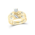 thumbnail image 2 of 10kt Yellow Gold His Hers Round Diamond Cross Matching Wedding Set 1/5 Cttw, 2 of 5