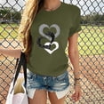 thumbnail image 3 of Lightning Fashion Deals of Today, Scyoekwg Womens Short Sleeve Tshirts Comfy Crew Neck Casual Heart Print Graphic Tee Trendy Basic Tops Tops for Women (Army Green,XL), 3 of 5