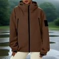 thumbnail image 4 of YUTK Womens Zip Up Sweatshirt - Women Solid Color Rain Jacket Outdoor Hooded Windproof Loose with Pocket Coat Brown Xxl, 4 of 8