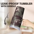 thumbnail image 5 of 20oz Insulated Coffee Tumbler with Handle & Straw, Geometric Texture Stainless Steel Travel Mug, Leak-Proof Double Wall, 5 of 5