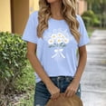 thumbnail image 2 of Tnhcen Women's Summer Slim Fit Casual Floral Print Round Neck Short Sleeve T - Shirt 95% Polyester 5% Spandex Cotton - Like Stretch S - 2XL Plus Size Floral Tee, 2 of 5