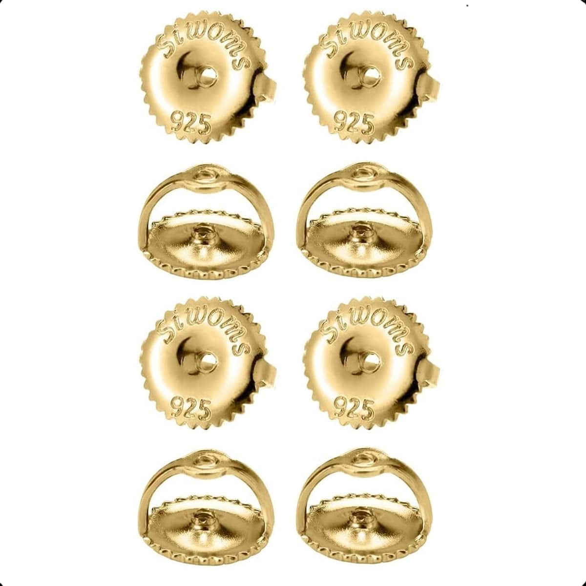 Siwoms 2-Pairs 18K Gold Plated Locking Earring-Back Replacements