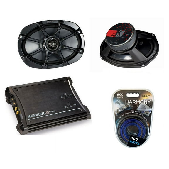 HA-A400.4 4-Ch 800W Sub Amp, Kicker 46CSS694 6x9" Speakers & 8G Amp Kit