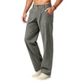 thumbnail image 3 of LONKITO Mens Pants with Pockets Relaxed Fit Cotton Bland Trousers Lightweight Casual Summer Beach Pants, 3 of 8