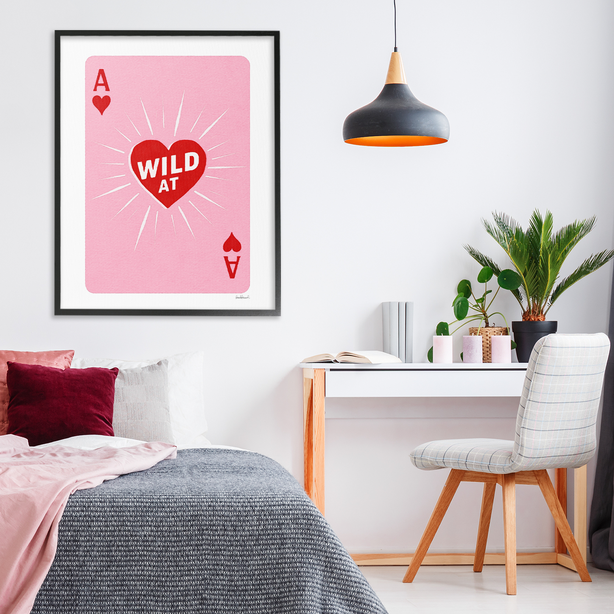 Wild At Heart Card Black Framed Giclee Art, design by Amanda Greenwood