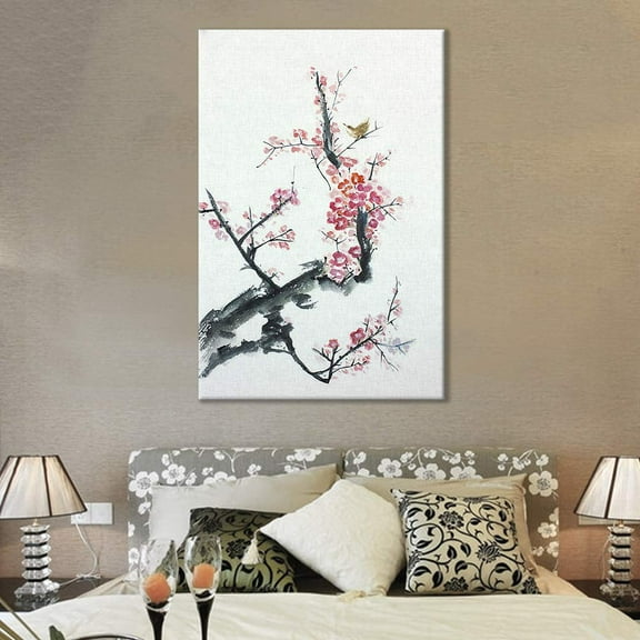 wall26 Canvas Wall Art of Cherry Blossom Oriental Style | 12x18 inches