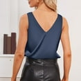 thumbnail image 3 of SHITINN Womens Satin Tank Top Strap Basic Summer Vest Shirt Casual V Neck Sleeveless Blouses 3x Tops for Women Camisole Tall Leather Tube Top Muscle Tops for Women Athletic Top Women Nylon 1975 Crop, 3 of 4