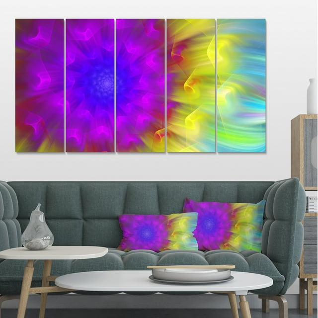 Purple Fractal Petals Dandelion - Floral Canvas Art Print