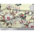 thumbnail image 2 of Soimoi Yellow Velvet Fabric Floral & Bird Print Fabric by Yard 60 Inch Wide, 2 of 3