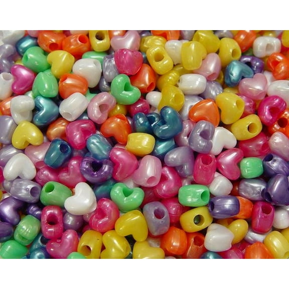 Jolly Store Crafts Multi Pearl Colors Heart Shaped Pony Beads, Made in USA
