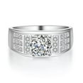 thumbnail image 5 of 8.5mm Classic White CZ Inlay Band Men's 925 Silver Wedding Party Ring Size 7-12, 5 of 5