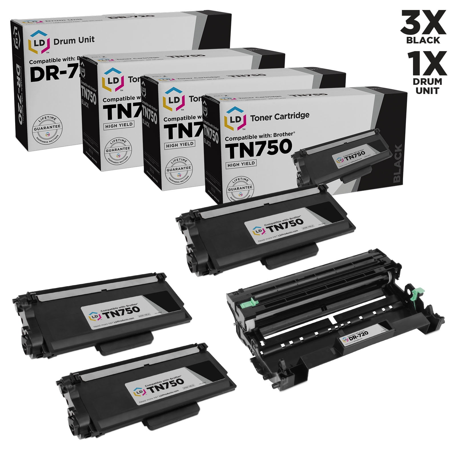 1x DR720 Drum 3x TN750 SET Toner For Brother DCP-8150DN DCP-8155DN MFC-8510DW
