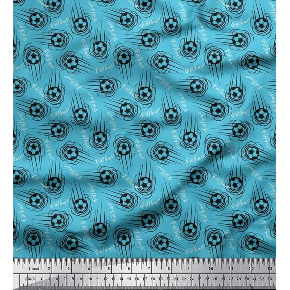 Soimoi Cotton Duck Fabric Text & Football Sports Decor Fabric Printed Yard 42 Inch Wide