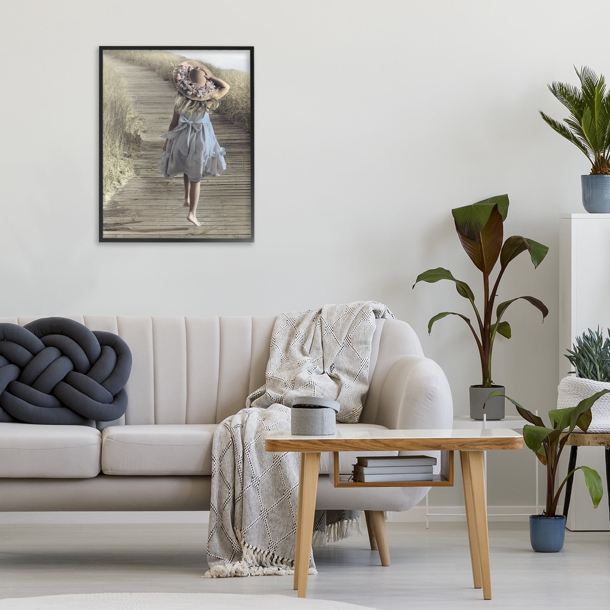 Stupell Industries Girl With Sun Hat Walking Black Framed Giclee Art, design by Kendra Dew