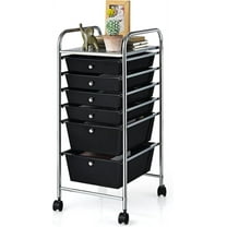 CZMDZH Rolling Storage Cart with 6 Drawers, Multipurpose Mobile Organizer Cart for Tools Scrapbook Paper Home Office School (Black)