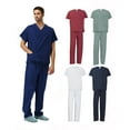 thumbnail image 1 of Unisex Nurse Reversible Scrubs Top Pants Set Workwear Professionals Healthcare Medical Uniform XS-3XL, 1 of 5