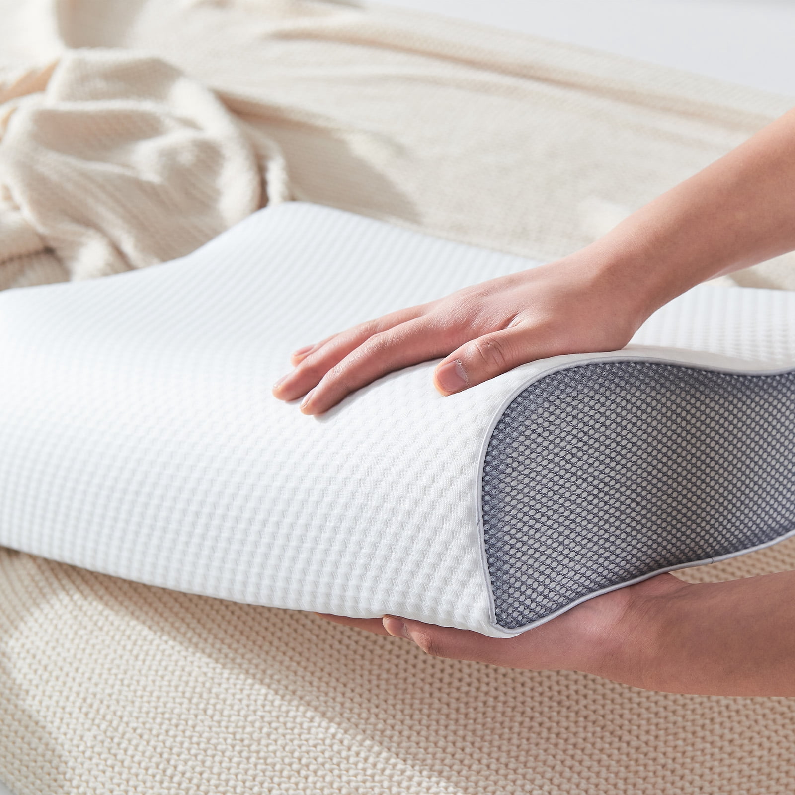 Kingrest Cooling Memory Foam Pillow for Neck Pain Relief Sleeping, Cervical Neck Pillow Adjustable Ergonomic Memory Foam Pillow For Side Back Stomach Sleepers Medium Firmness Quality (1 Pack)