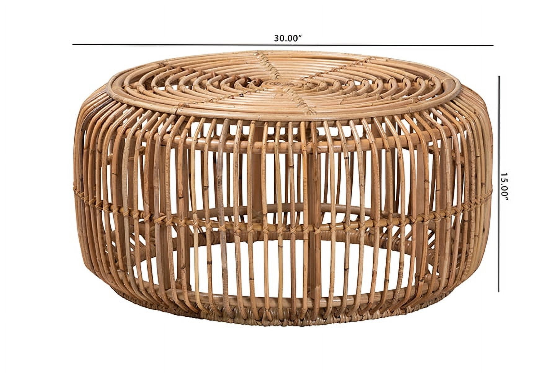 bali & pari Aliane Rattan BOHO Coffee Table with Circular Top, Openwork Frame, Natural Brown