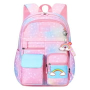 Ficcug School Bag Backpacks for Girls,Shoulder Children School Bookbags for Kids,Primary School Season Gift,Pink