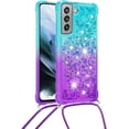 thumbnail image 2 of Samsung Galaxy S21 FE (Not S21) Case,Strap Crossbody Gradient Quicksand Bling Sparkle Flowing Liquid Floating with Neck Cord Lanyard Strap Cover for Samsung Galaxy S21 FE LSGS Bluish Violet, 2 of 14