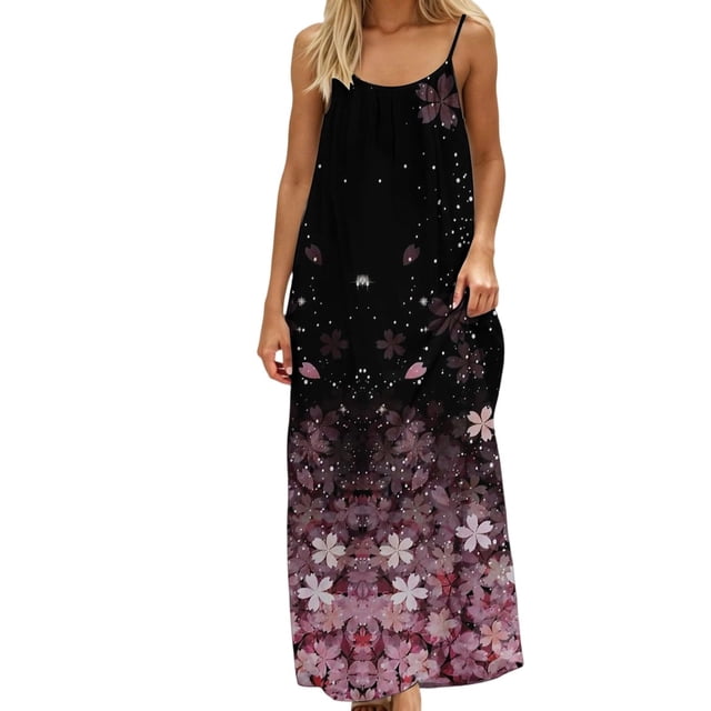 Una Línea Vestidos de Verano para las Mujeres 2025 sin Mangas Cami sin Espalda Vestido de Sol Largo con Espagueti Correa Vestidos para las Mujeres