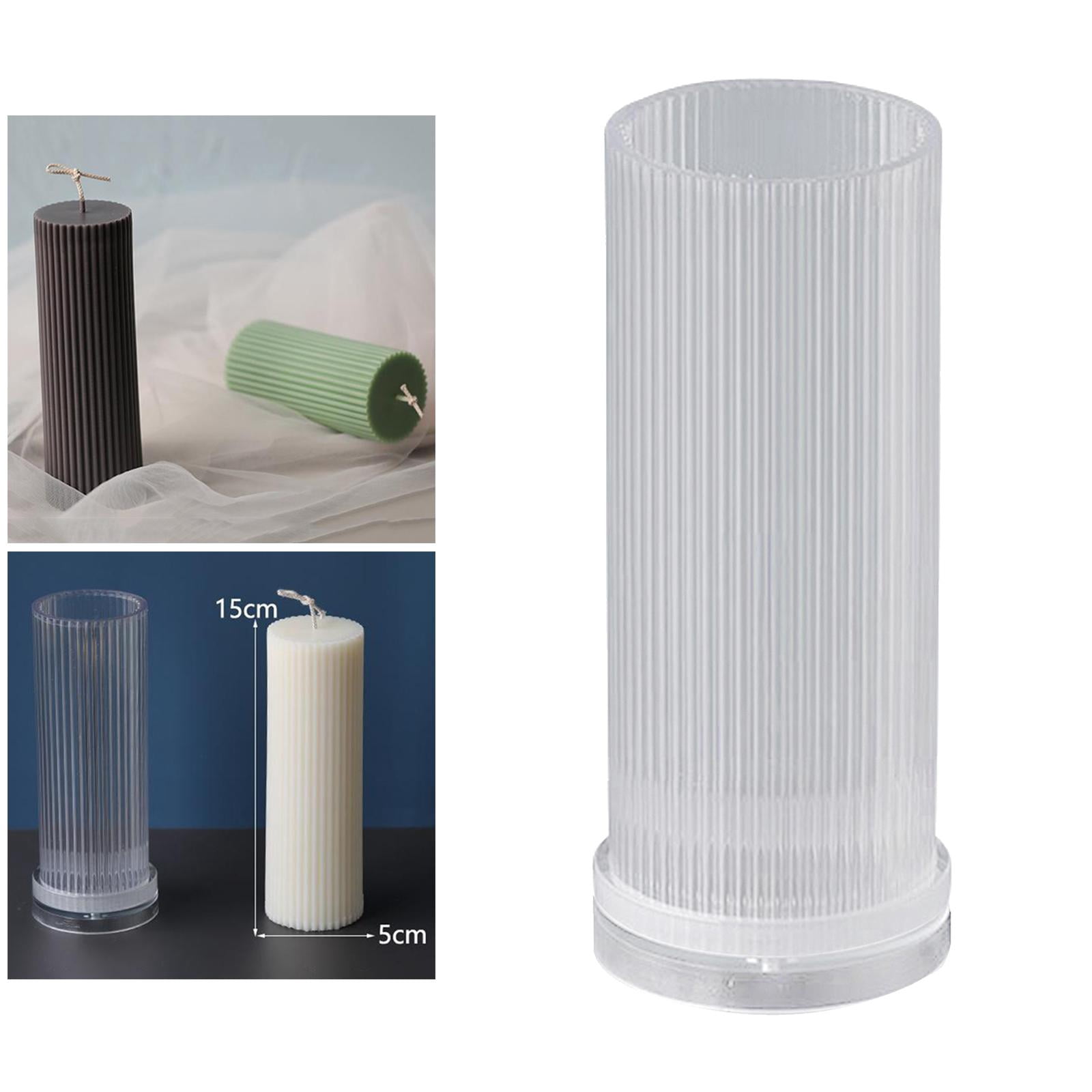 2 Pieces Clear Long Pole Candle Molds Stripe Cylinder Rib Candle Making