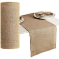 thumbnail image 3 of Thinsony 30cm Width Linen Table Runner Burlap Tablecloth Party Decoration Long Chair Cover Furniture Protection Home Gathering 10m, 3 of 6
